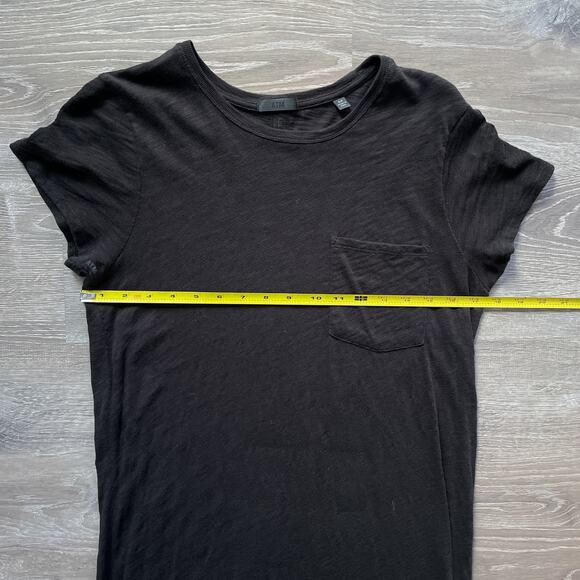 ATM Anthony Thomas Melillo Dress Black Pocket T-Shirt Maxi Burnout Size S/P - Picture 8 of 10
